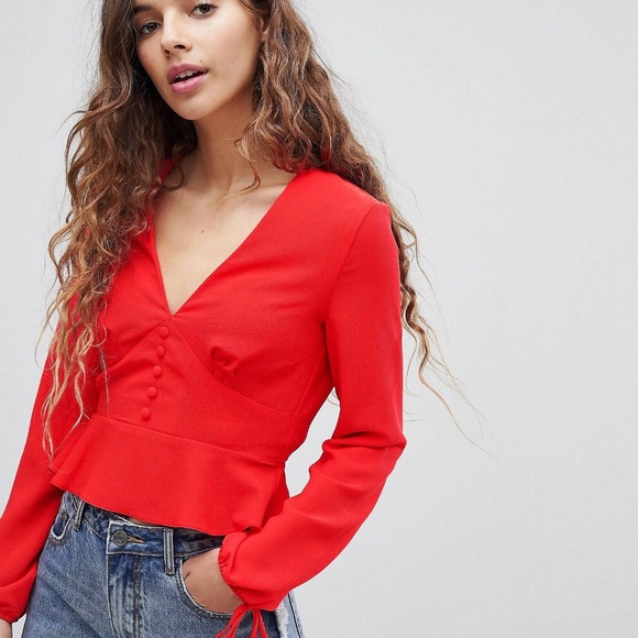 Boohoo Miss Selfridge Tie Sleeve Blouse - Picture 1 of 4